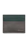Prada Saffiano Leather Card Holder In Gray