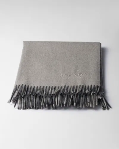 Prada Two-tone Cashmere And Wool Throw In Gray