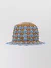 Prada Two-tone Crochet Bucket Hat In Brown