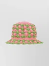 Prada Two-tone Crochet Bucket Hat In Green