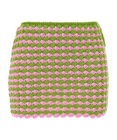 PRADA PRADA TWO-TONED CROCHET MINI SKIRT