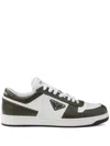 Prada Two Tone Leather Downtown Sneakers In White