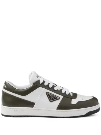 Prada Two-tone Downtown Sneakers In White