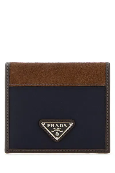 PRADA TWO-TONE FABRIC AND SUEDE WALLET