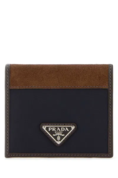 Prada Two-tone Fabric And Suede Wallet