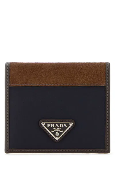 PRADA TWO-TONE FABRIC AND SUEDE WALLET