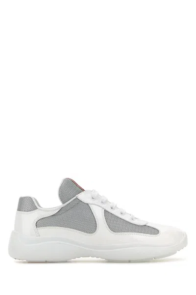 Prada Mesh Stitching Leisure Sports Shoes In White