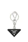 Prada Two-tone Leather And Metal Keychain
