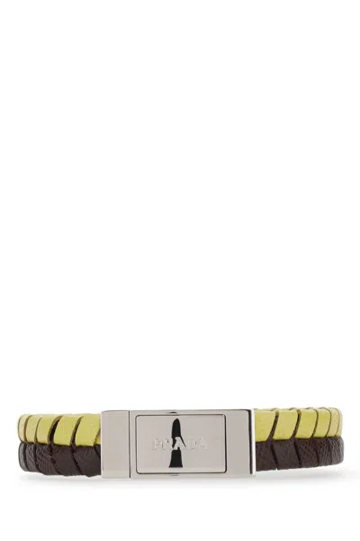 PRADA TWO-TONE LEATHER BRACELET