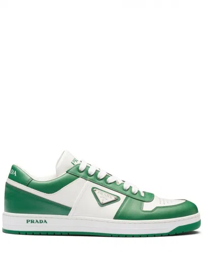PRADA PRADA TWO-TONE LEATHER DOWNTOWN SNEAKERS