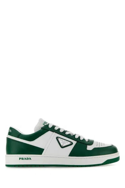PRADA TWO-TONE LEATHER DOWNTOWN SNEAKERS