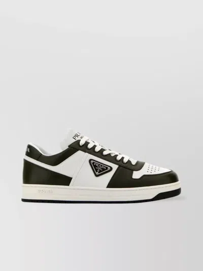 Prada Downtown Leather Low-top Sneakers In White
