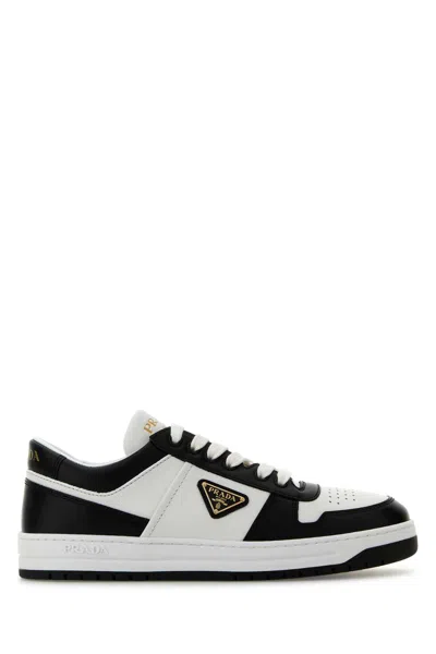 PRADA TWO-TONE LEATHER DOWNTOWN SNEAKERS