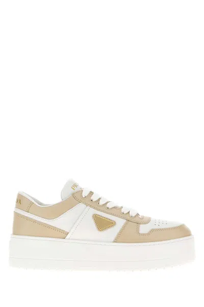 Prada Two-tone Leather Downtown Sneakers In Multi