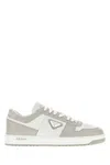 Prada Leather Sneakers Downtown Two-tone Silhouette In Gray