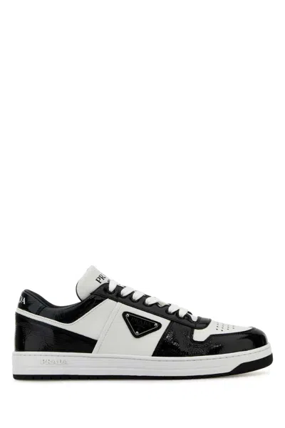 Prada Two Tone Leather Downtown Sneakers In Multi