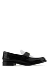 Prada Two-tone Leather Loafers In Nero+bianco