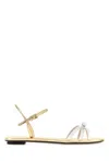 Prada Leather Sandals Open Toe Flat Sole Bow In Multicoloured