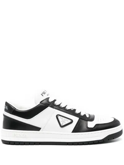 Prada Urban Leather Sneakers Featuring Contrast Panels In Black