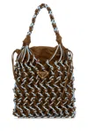 Prada Two-tone Mesh Shoulder Bag Dual Handles In Brown