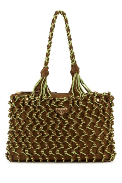 PRADA TWO-TONE MESH SHOPPING BAG
