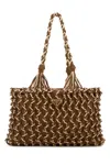 Prada Dual Texture Shopping Tote In Brown