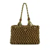 Prada Brown Macrame Tote In Multi