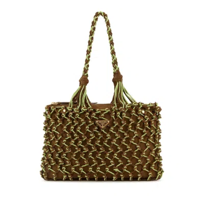 PRADA PRADA TWO-TONE MESH SHOPPING BAG