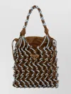 Prada Two-tone Mesh Shoulder Bag Dual Handles In Brown