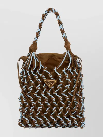 PRADA TWO-TONE MESH SHOULDER BAG DUAL HANDLES
