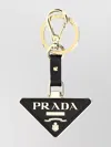 PRADA TWO-TONE METAL AND LEATHER KEY RING