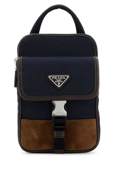 Prada Two-tone Nylon And Suede Phone Case