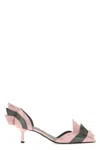 Prada Heel Pumps With Geometric Accents And Strappy Design In Pink