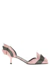 Prada Heel Pumps With Geometric Accents And Strappy Design In Pink
