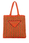 Prada Two-tone Raffia Shopping Bag