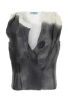 Prada Creased-detail Sleeveless Blouse In Multicolor