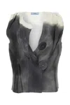 Prada Print Silk Asymmetric Top In Whitepiombo