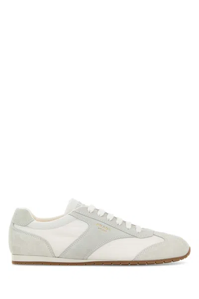 Prada Two Tone Suede And Fabric Sneakers In Animal Print