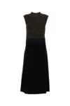 Prada A-line Sleeveless Wool Blend Dress In Black
