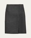 Prada Womens Grey Rush Stitch Virgin-wool Knee-length Skirt In Gray