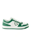 Prada Downtown Leather Sneakers In White