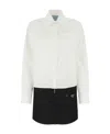 Prada Two-tone Panelled Shirtdress In White
