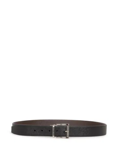 Prada Two-toned Saffiano Leather Reversibile Belt In Brown
