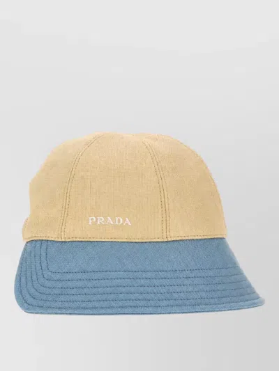 Prada Two-tone Canvas Bucket Hat In Neutral