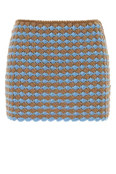 Prada Two-tone Crochet Mini Skirt