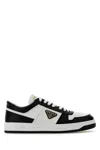 Prada Two-tone Leather Downtown Sneaker For Women In White
