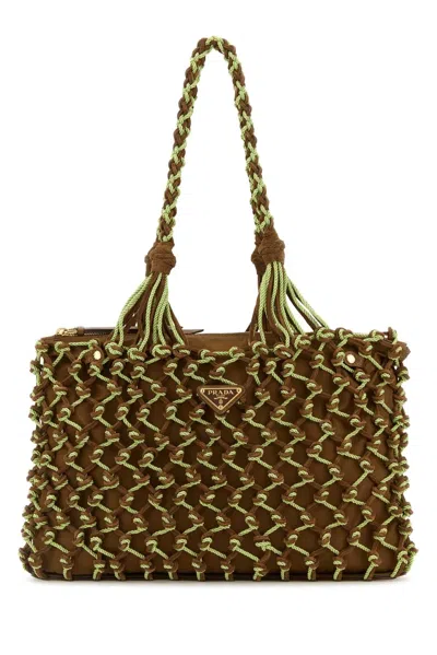 PRADA PRADA TWO-TONE MESH SHOPPING BAG