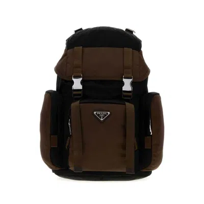 PRADA TWO-TONE RE-NYLON BACKPACK NERO+BRUCIATO 1 ZAINI