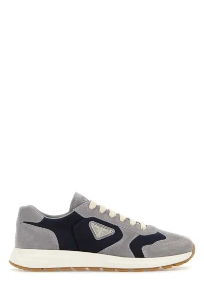 Prada Two-tone Suede And Re-nylon Prax Sneakers In Multi
