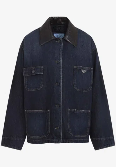 Prada Utility Denim Jacket In Blue